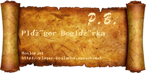 Pláger Boglárka névjegykártya